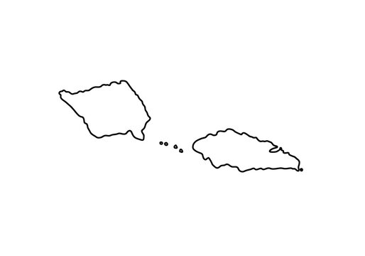 Samoa outline showing the two main islands Savaii and Upolu with smaller islands between them