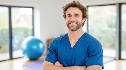 Physiotherapist showcasing rehabilitation and mobility therapy in clinic for better recovery