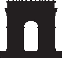Fototapeta premium Arc de Triomphe silhouette vector, Paris landmark and historic monument architecture illustration.