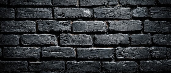 Obraz premium Texture of Dark Gray Brick Wall with Rough Surface and Irregular Shapes in Dim Lighting for Backgrounds or Industrial Designs