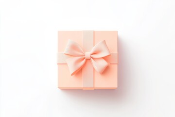 Elegant gift box with peach ribbon for holiday celebrations