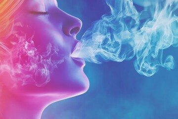 Stylized visualization of how exhalation impacts ph balance in human body