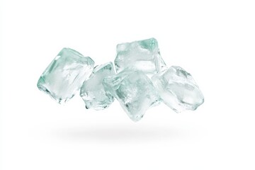 Minimalistic ice cubes floating on white background - perfect for beverage design and refreshment concepts