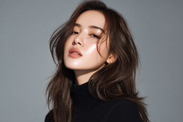 긴 머리 여성 모델