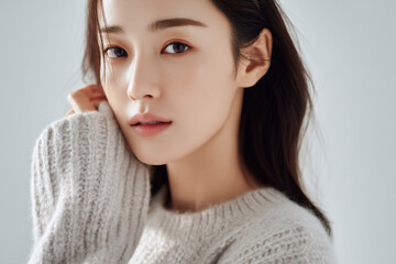 여성 모델 얼굴 클로즈업