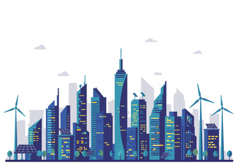 Fototapeta premium Modern Cityscape with Sustainable Energy Sources.