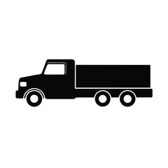 Minimalist black truck silhouette on a clean white background