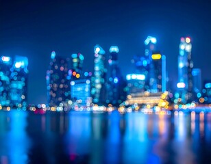 Naklejka premium ultra realistic neon blue city night bokeh overlay, blurred reflections