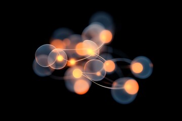 Glowing abstract molecular structure with spheres and light connections