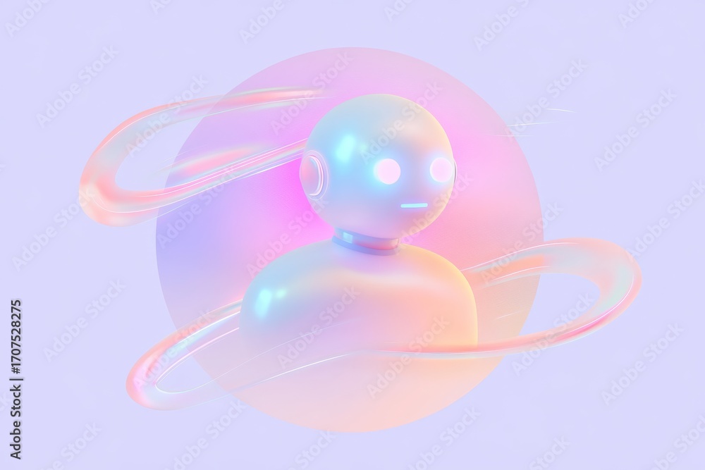 Poster futuristic ai chatbot icon with circular design for tech interfaces