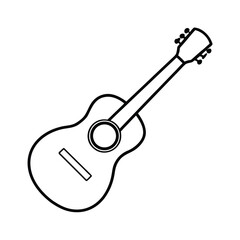 Minimalist black ukulele silhouette on a clean white background for design