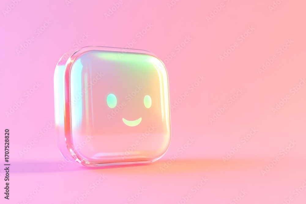 Poster futuristic ai chatbot icon on gradient background for digital design