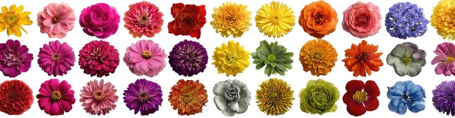 Vibrant Collection of Colorful Flowers: Overhead View