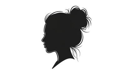 Vector Illustration of Woman Silhouette with Messy Bun Hairstyle Isolated on White AI EPS PNG