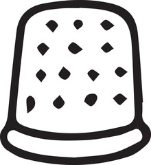 Vector line art illustration with embroidery tools and supplies. Needles, hoops, threads, scissors, thimble, fabric. Black and white outline drawing for craft, sewing, textile design, and handwork.