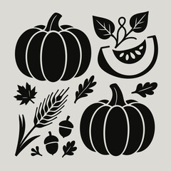 Fall Season Pumpkin Vector Bundle for Craft, Stencil, and Decoration