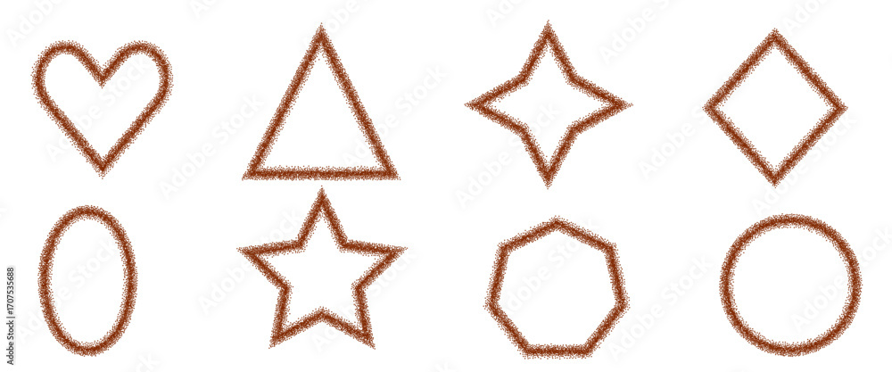 Poster ground coffee bean geometric frames. chocolate powder lines borders. vector illustration set of coco