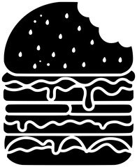 burger illustration food silhouette hamburger logo restaurant icon meal outline dinner meat cheeseburger pizza isolated eat lunch menu tasty shape for vector graphic background
