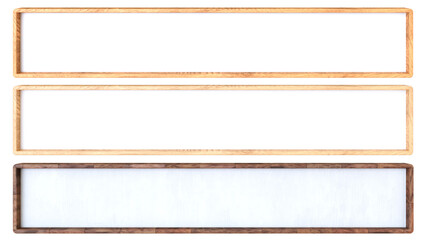 木目調のナチュラルな角丸長方形フレーム3種セット / 見出しやテロップなどの3Dイラスト素材