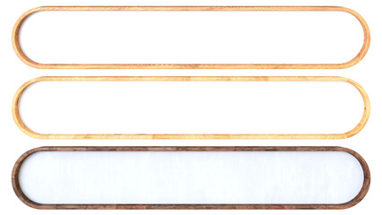 木目調のナチュラルな長方形フレーム3種セット / 見出しやテロップなどの3Dイラスト素材