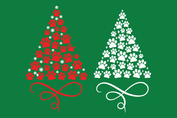 Festive Paw Print Christmas Trees Celebrating Canine Companions and Holiday Cheer with Whimsical Paw-Shaped Decorations and Spirited Holiday Designs