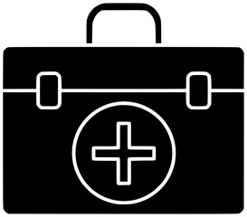 emergency illustration medicine silhouette bag logo kit icon equipment outline safety first aid medical health care survival help preparation shape with vector graphic background