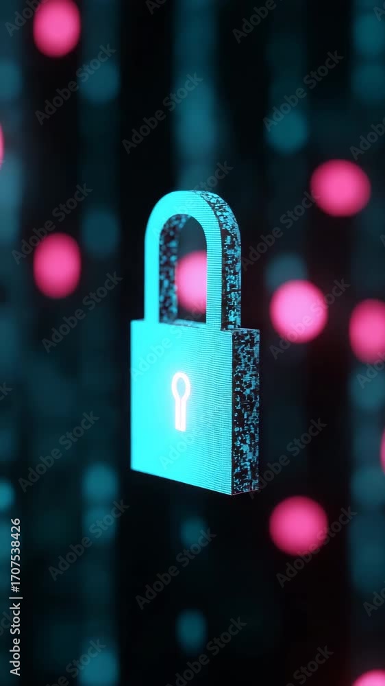 Poster a blue and red key is shown in the center of a blurry image. the key is surrounded by a series of sm