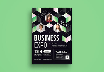 Black Gradient Geometric Business Expo Flyer Layout