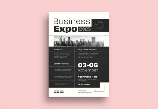 Black Swiss Mono Business Expo Flyer Layout