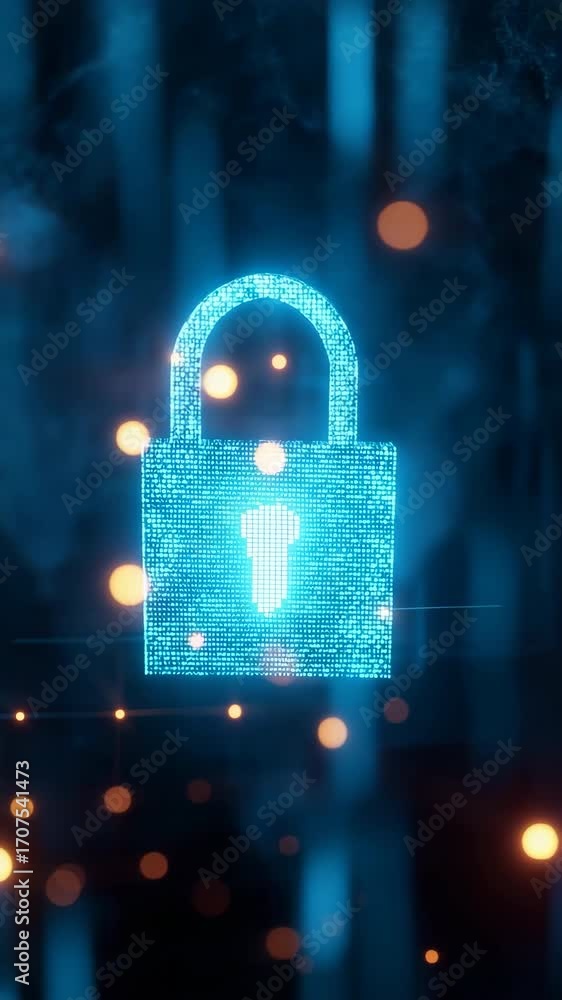 Poster a blue and orange image of a lock with a key. the lock is surrounded by a glowing background