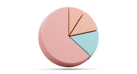 3D pie chart in pastel tones, clean modern infographic concept, isolated on white background