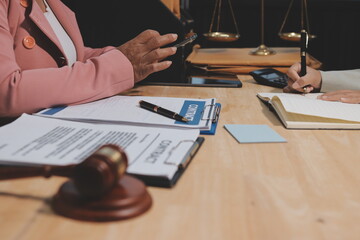 Consultation and conference of professional businesswoman and Male lawyers working and discussion...