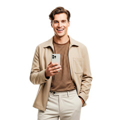 young man holding a mobile phone