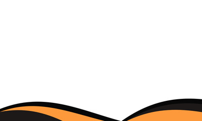 Abstract orange and black wave curve website, banner footer on transparent background