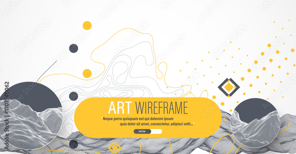 Fototapete the abstract wave is made in a frame style. template for science and technology presentation. vector