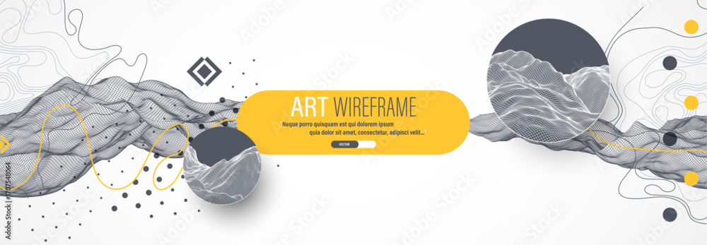 Fototapete the abstract wave is made in a frame style. template for science and technology presentation. vector