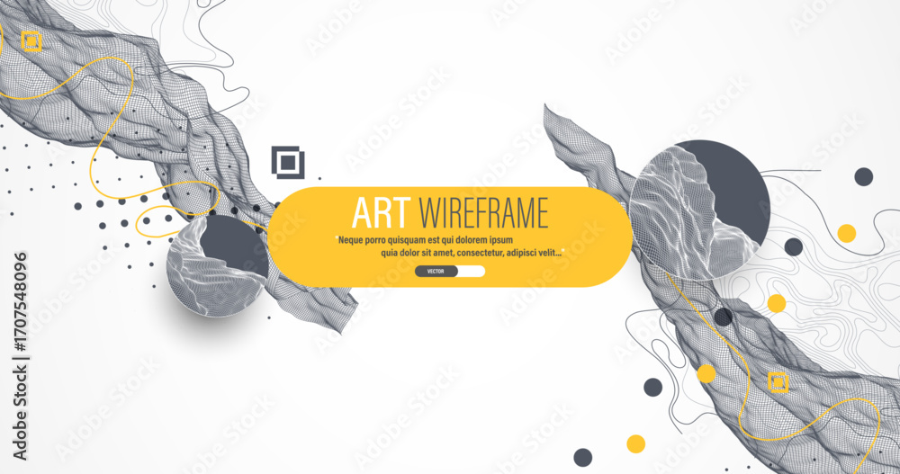 Poster the abstract wave is made in a frame style. template for science and technology presentation. vector