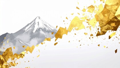 富士山と金箔の和風素材