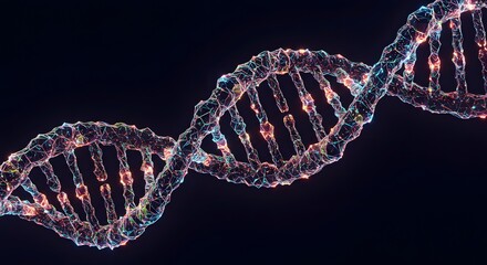 DNA molecule structure, polygonal geometric element. 3D illustration.