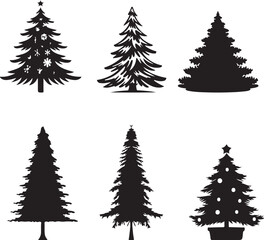 set of christmas trees