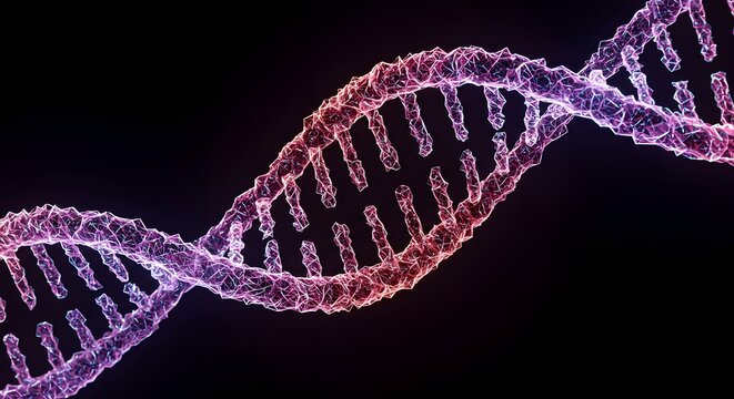 Abstract DNA Strand on Black Background
