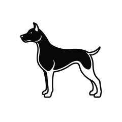 Minimalist black dog silhouette on a clean white background