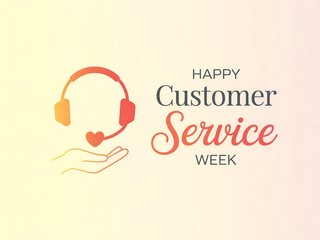 Gradient background of celebrate customer service week with headset and heart on hand illustration