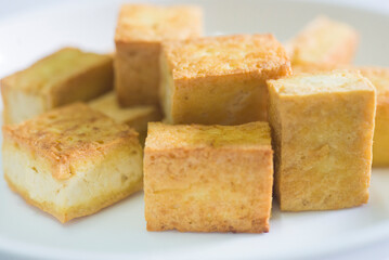 Toasted bread on white dish,Thai style dessert food.