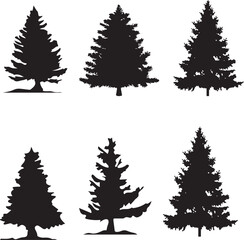 set of christmas trees