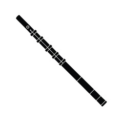 Minimalist black silhouette of a flute on a clean white background