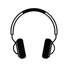 Modern black headphones silhouette on a clean white background