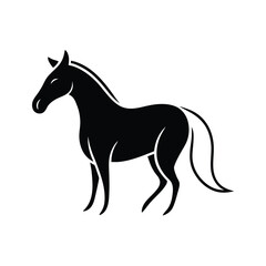 Minimalist black horse silhouette on a clean white background