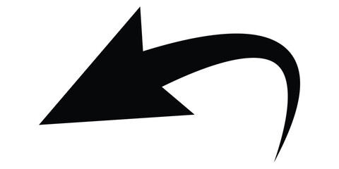 Curved isolated arrow icon on white background. Black dark arrowhead vector icons. Isolated black dark curved arrow icon set. EPS 10. 