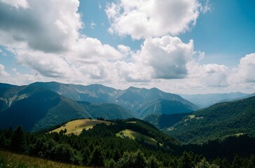 Fototapeta premium mountain landscape with blue sky and clouds